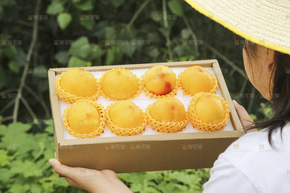手里拿着黄油桃