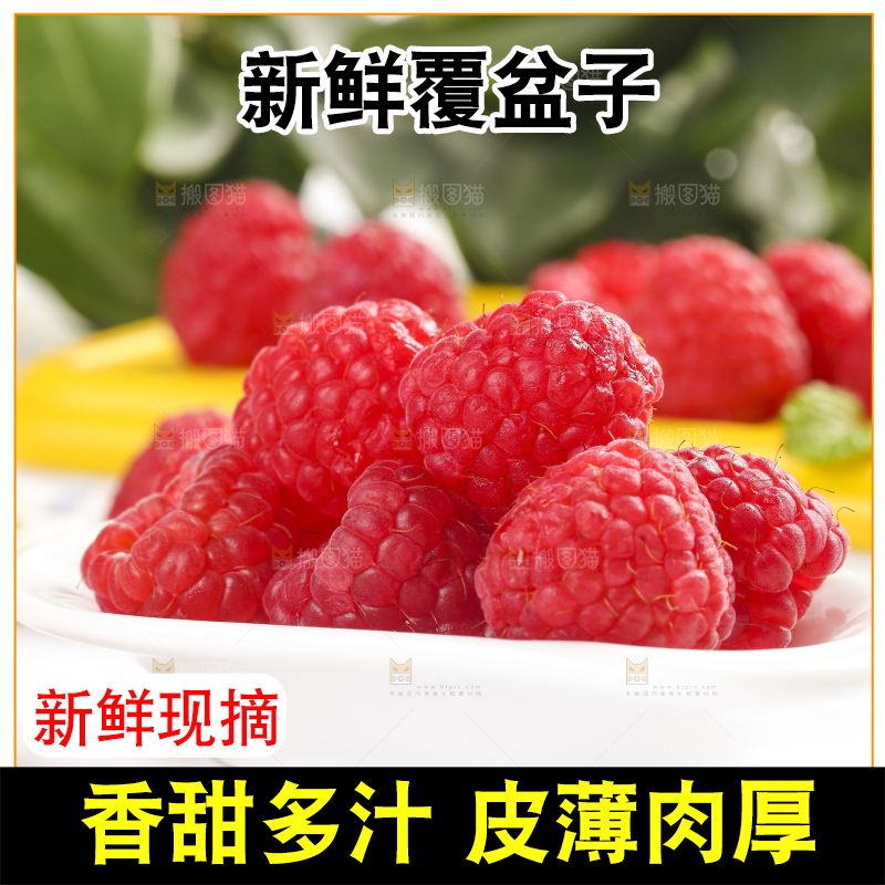 浅底上的新鲜覆盆子