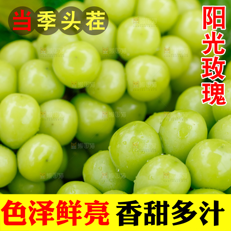 草地上放着阳光玫瑰青提