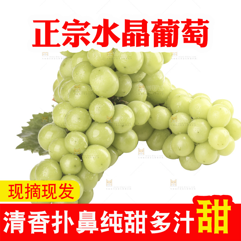 白底上的水晶青葡萄