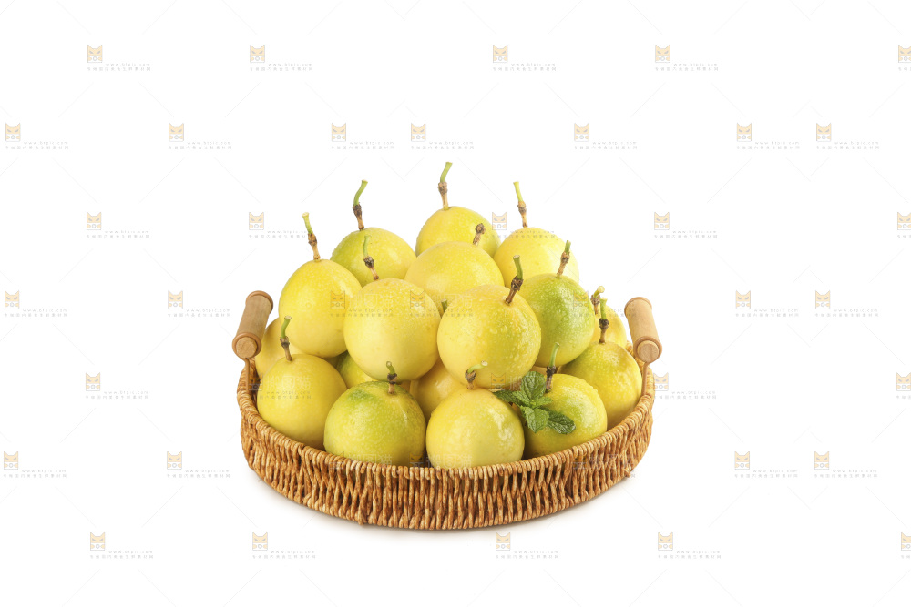 白底上放着黄金百香果