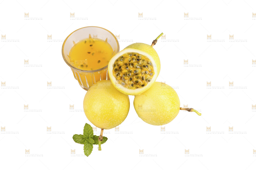 白底上的黄金百香果