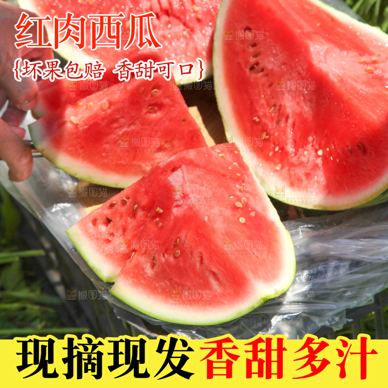 手里拿着新鲜西瓜