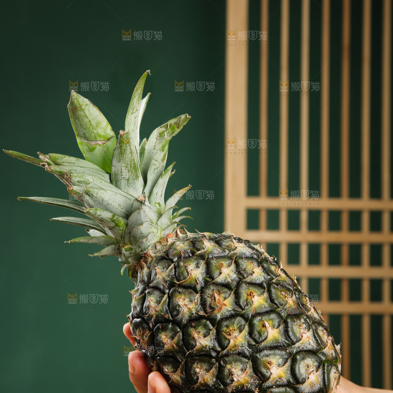 木底上的牛奶凤梨