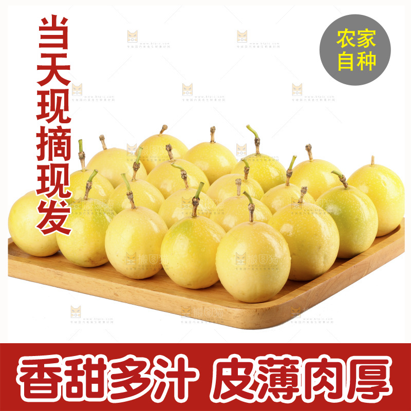 白底上的黄金百香果