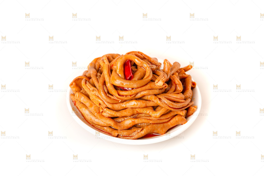 白底上的卤鸭肠