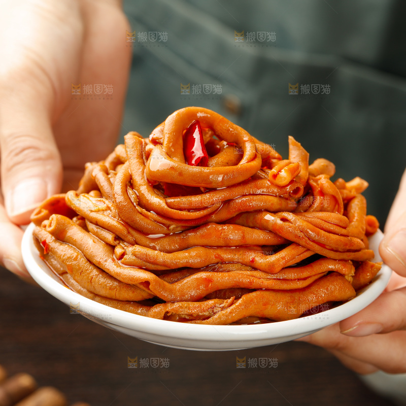 深底上的卤鸭肠