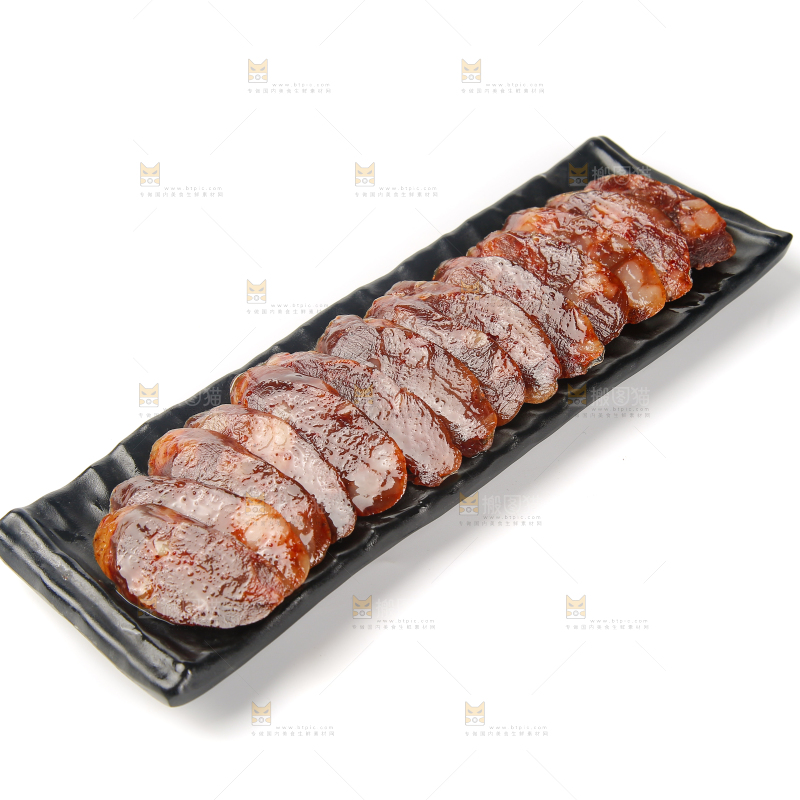 白底上的广式腊肠