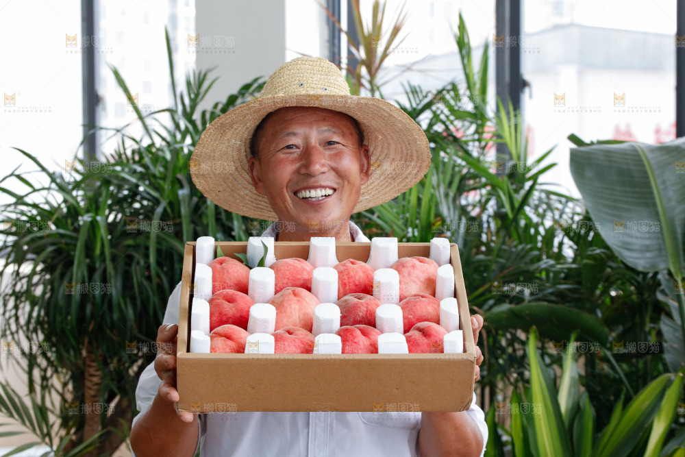 手里拿着苹果桃