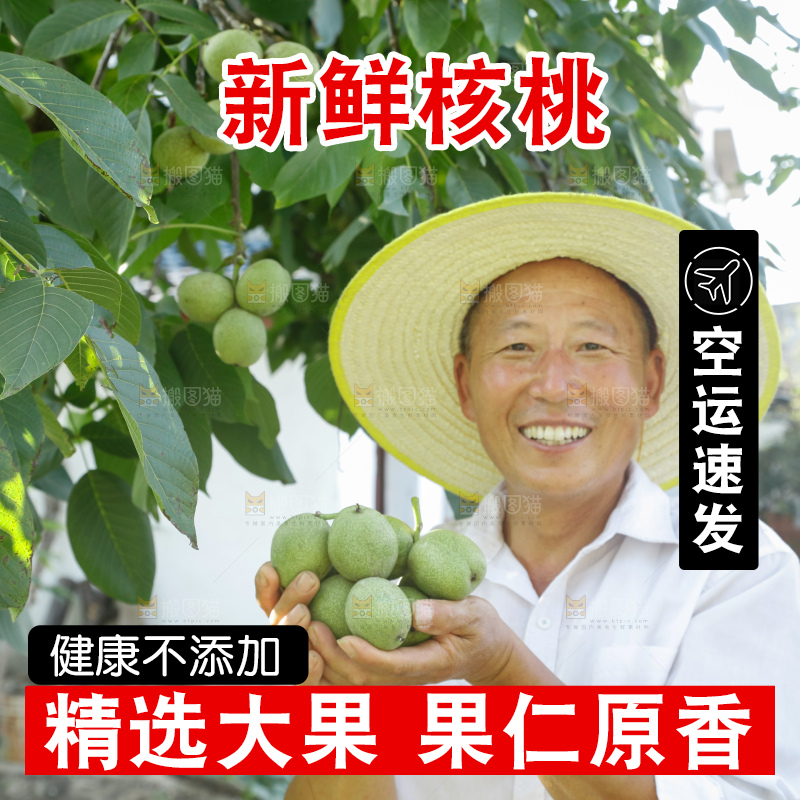 手里拿着青核桃