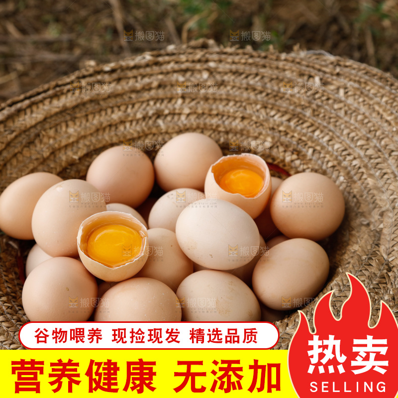 地上放着新鲜土鸡蛋