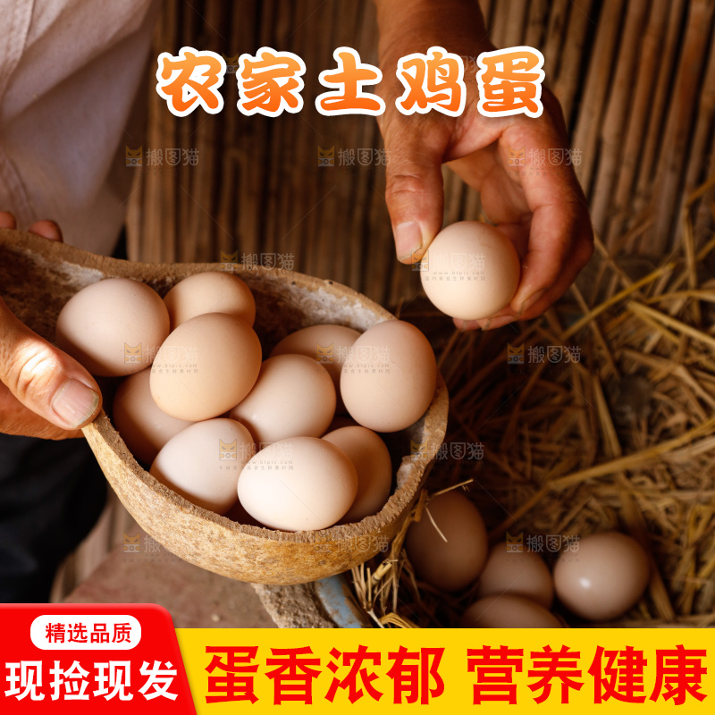 地上放着新鲜土鸡蛋