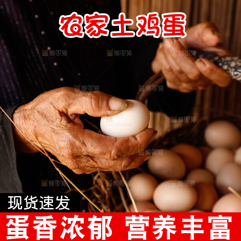 地上放着新鲜土鸡蛋
