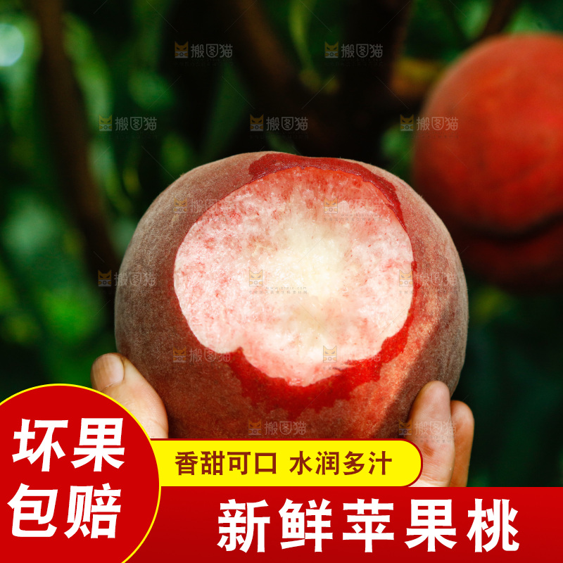 手里拿着苹果桃