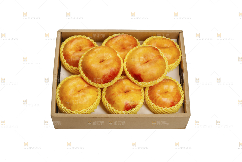 白底摆放着黄油蟠桃