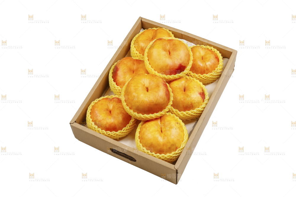 白底摆放着黄油蟠桃