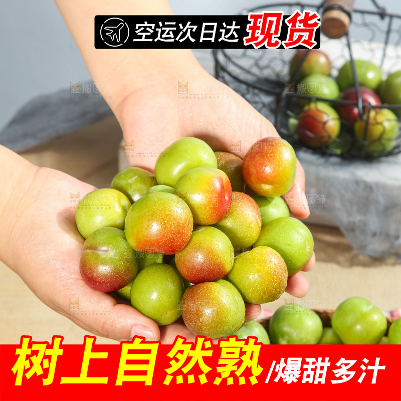 浅底上的半边红李子