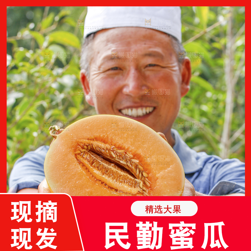 手里拿着民勤蜜瓜