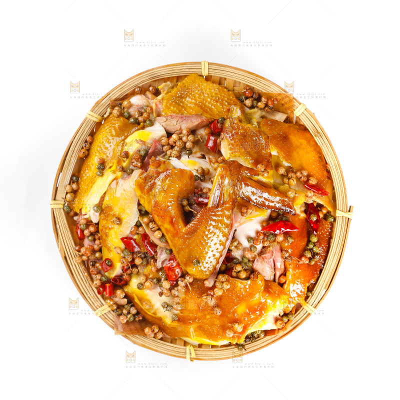 白底上的椒麻鸡