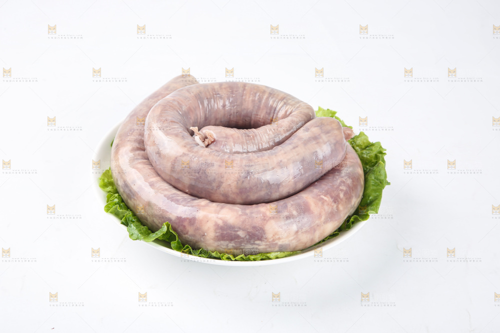 白底上的羊肠灌肉