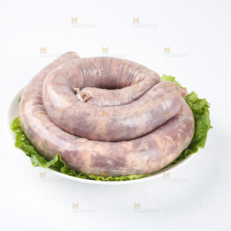 白底上的羊肠灌肉