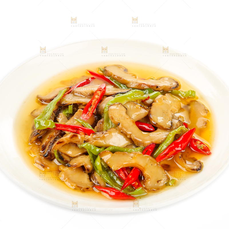 盘子里的炒香菇