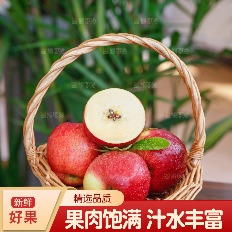 手里拿着红露苹果