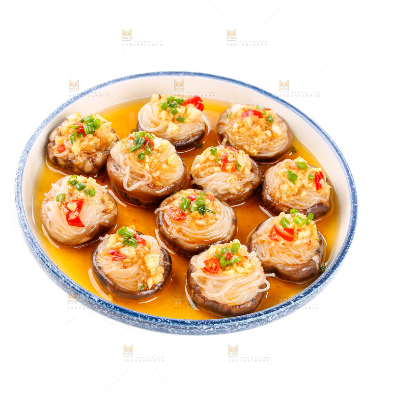 盘子里的香菇蒸粉丝