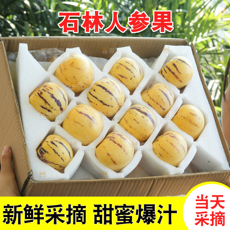 手里拿着一箱石林人参果