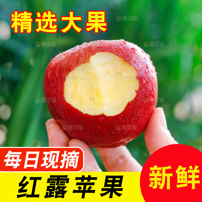 手里拿着红露苹果