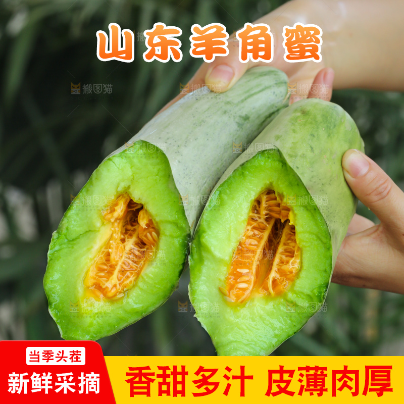 手里拿着羊角蜜甜瓜