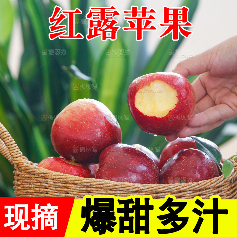 手里拿着红露苹果