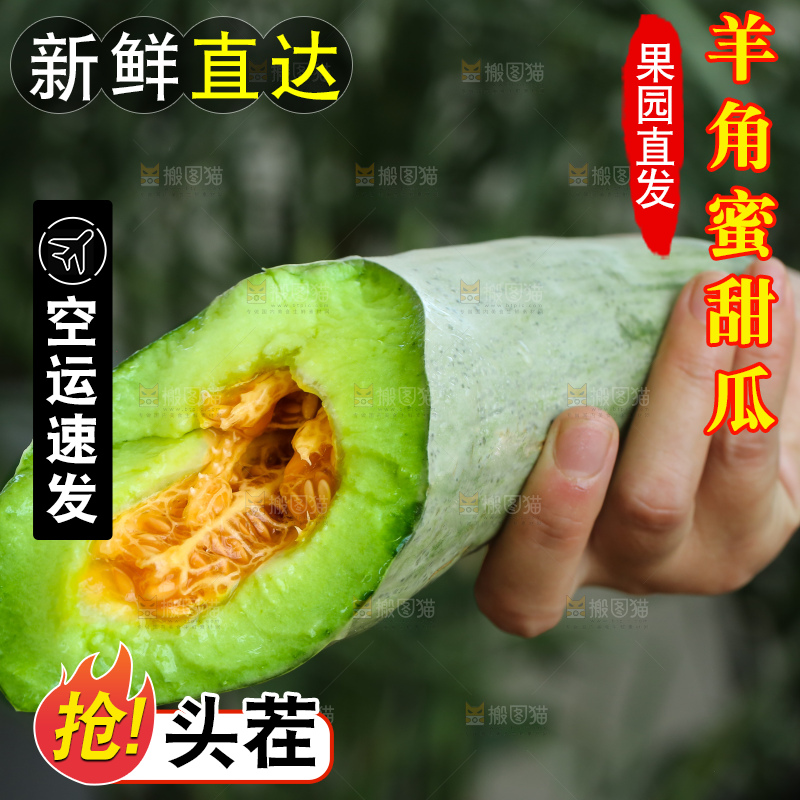 手里拿着羊角蜜甜瓜