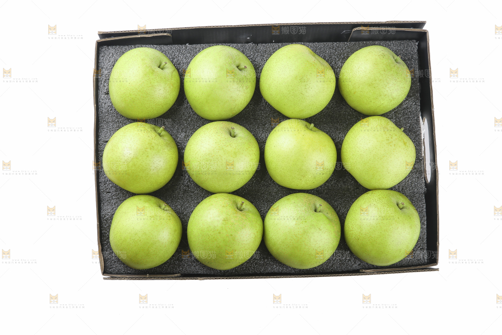 白底上的青皇冠梨