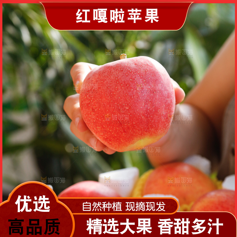 手里拿着红嘎啦苹果