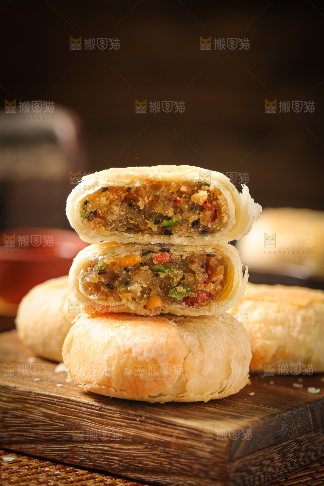 深底上的苏式月饼
