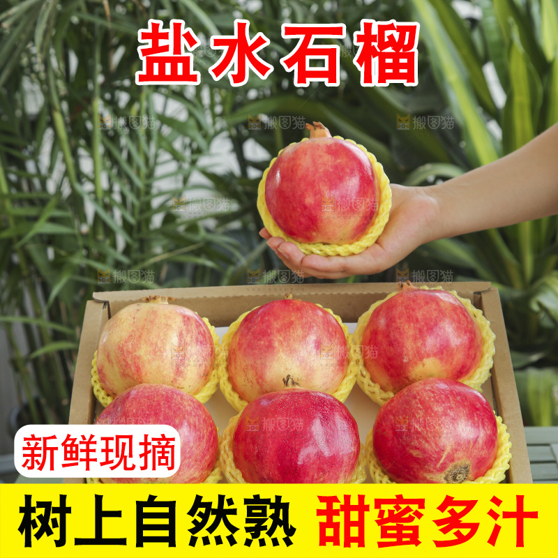 手里拿着一箱盐水石榴