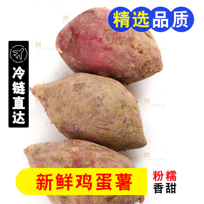 白底上的鸡蛋薯