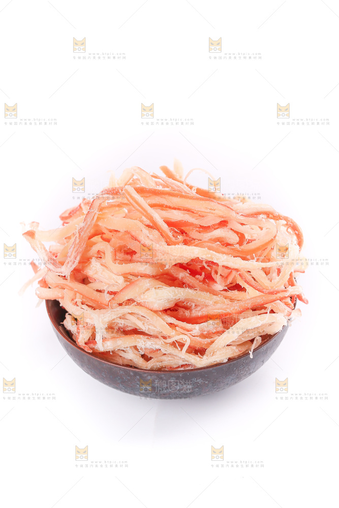 白底上的鱿鱼丝