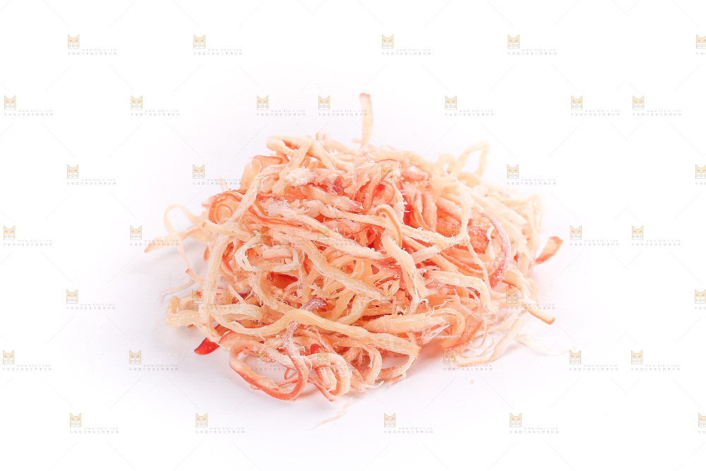 白底上的鱿鱼丝