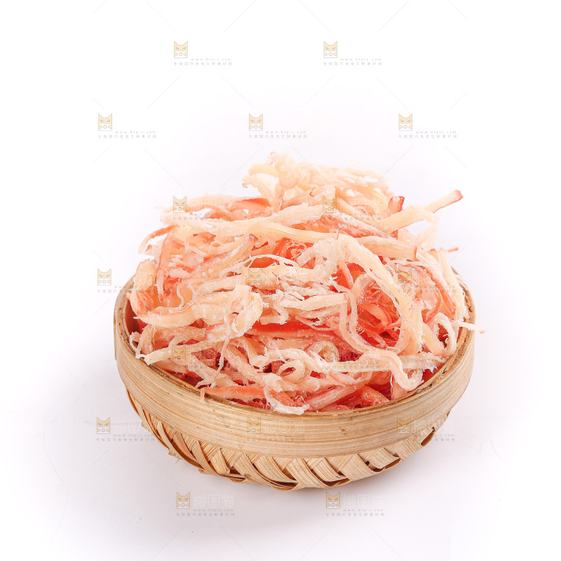 白底上的鱿鱼丝