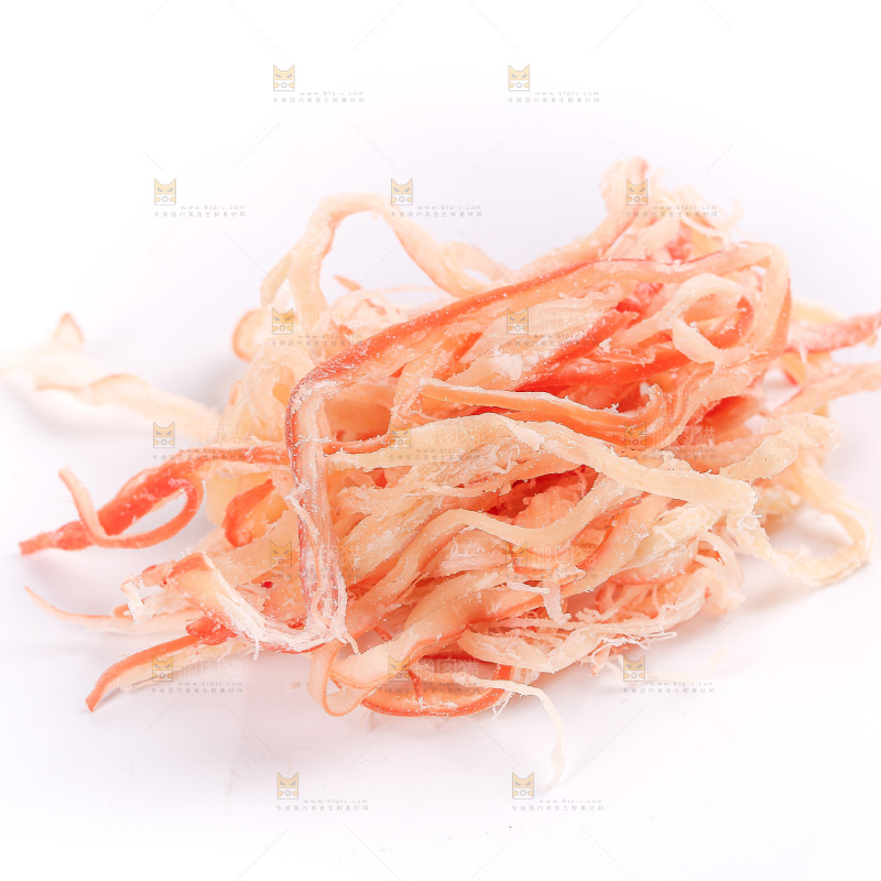 白底上的鱿鱼丝