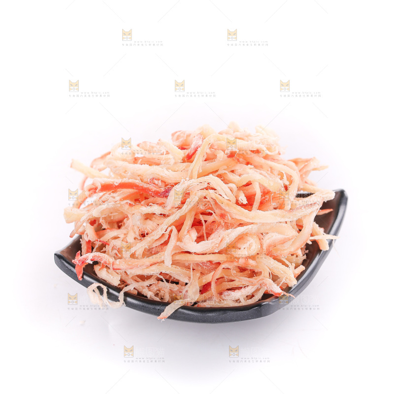 白底上的鱿鱼丝