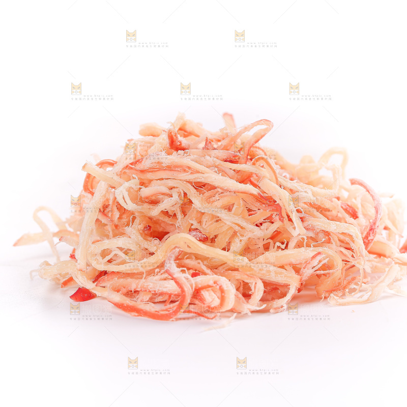 白底上的鱿鱼丝