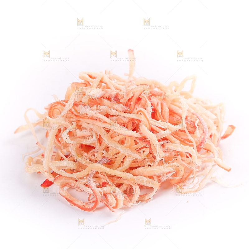 白底上的鱿鱼丝