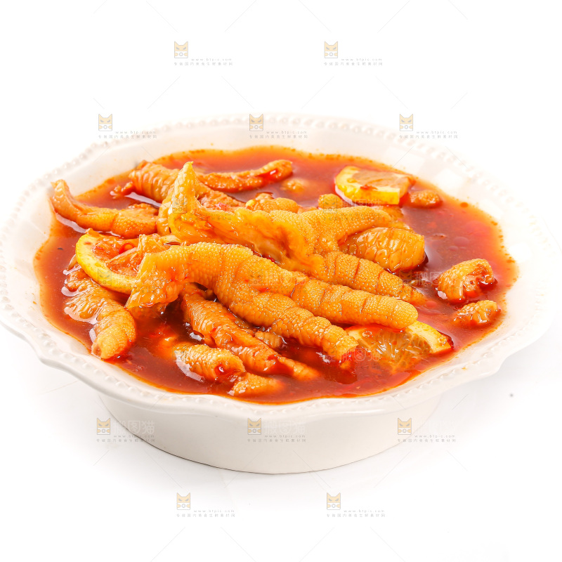 白底上的无骨鸡爪