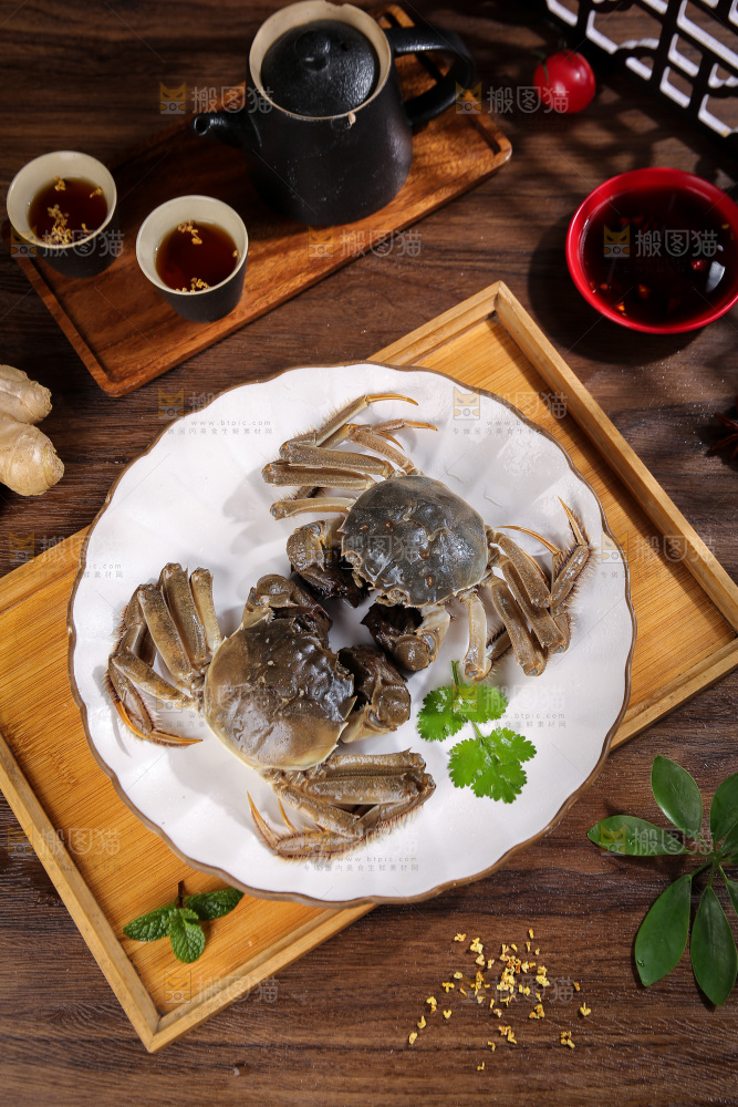 深底上的新鲜大闸蟹