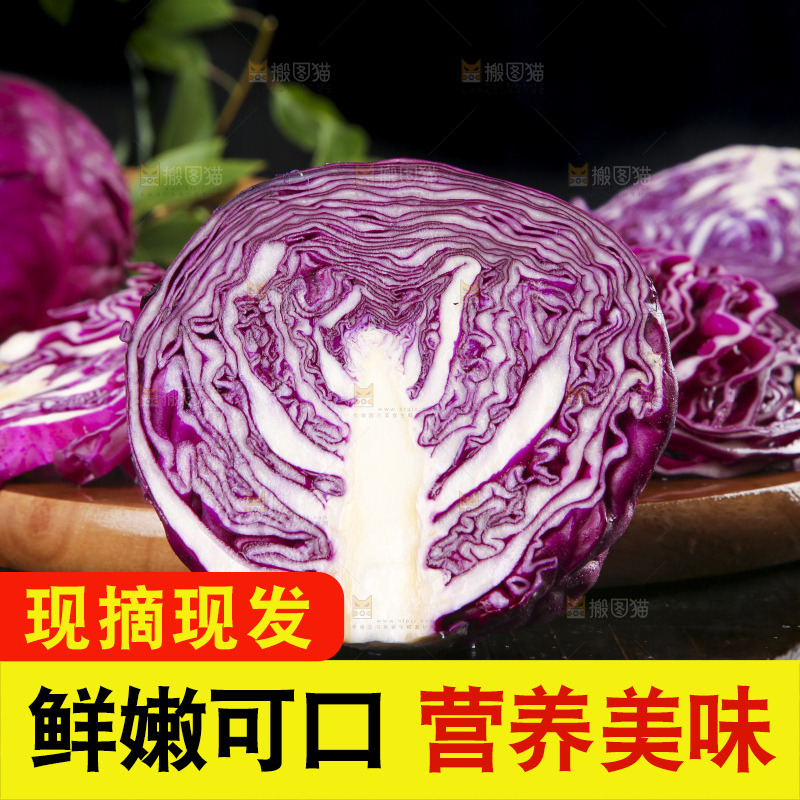 深底上的紫甘蓝