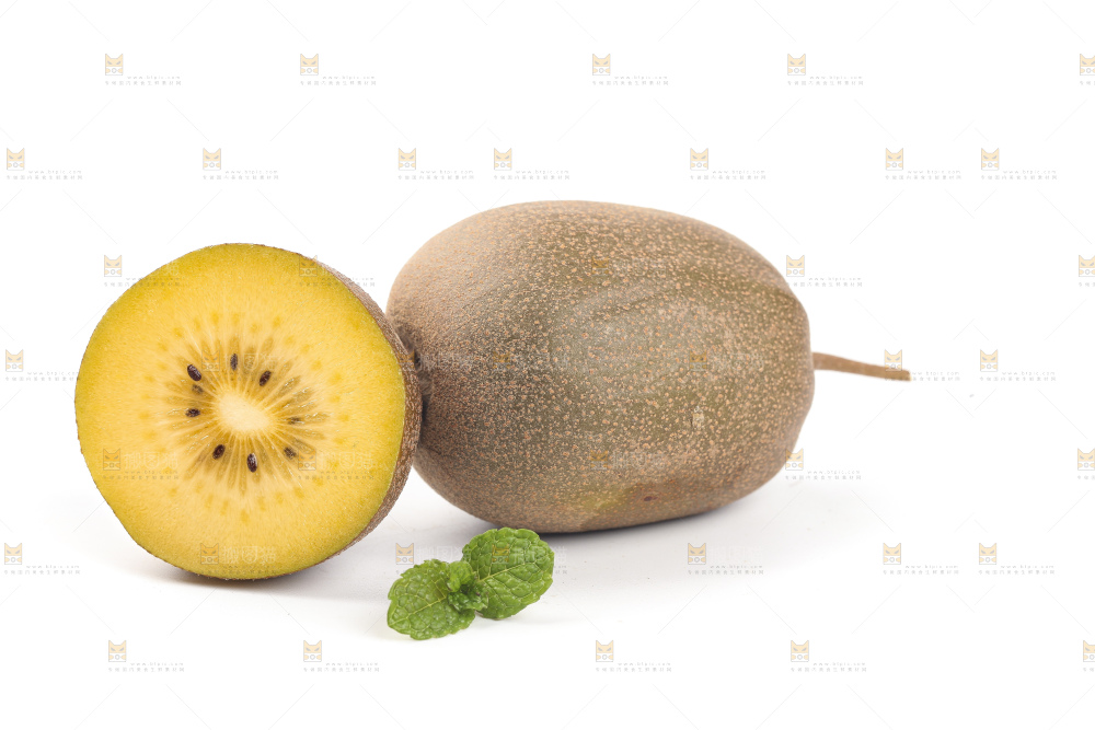 白底上的黄心猕猴桃