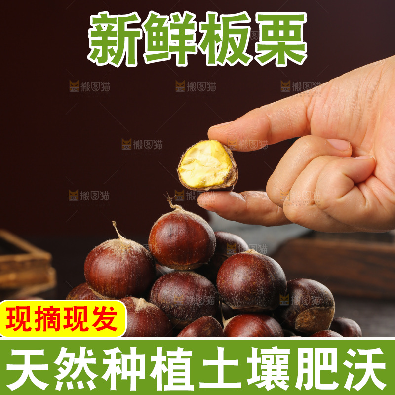 深底上的新鲜板栗